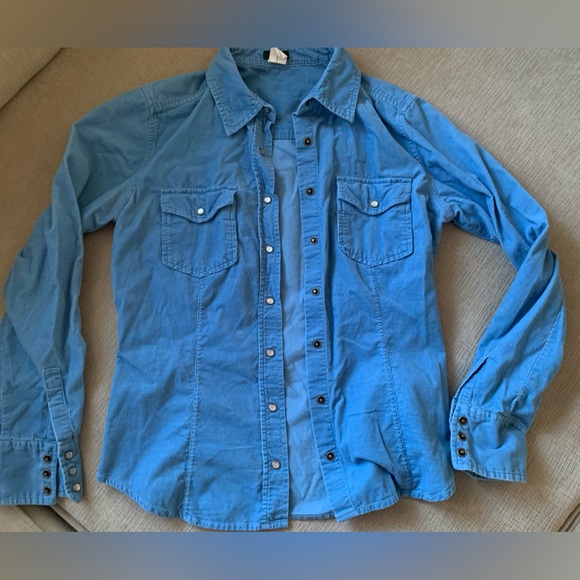 J. Crew blue corduroy button down size small - Picture 1 of 2